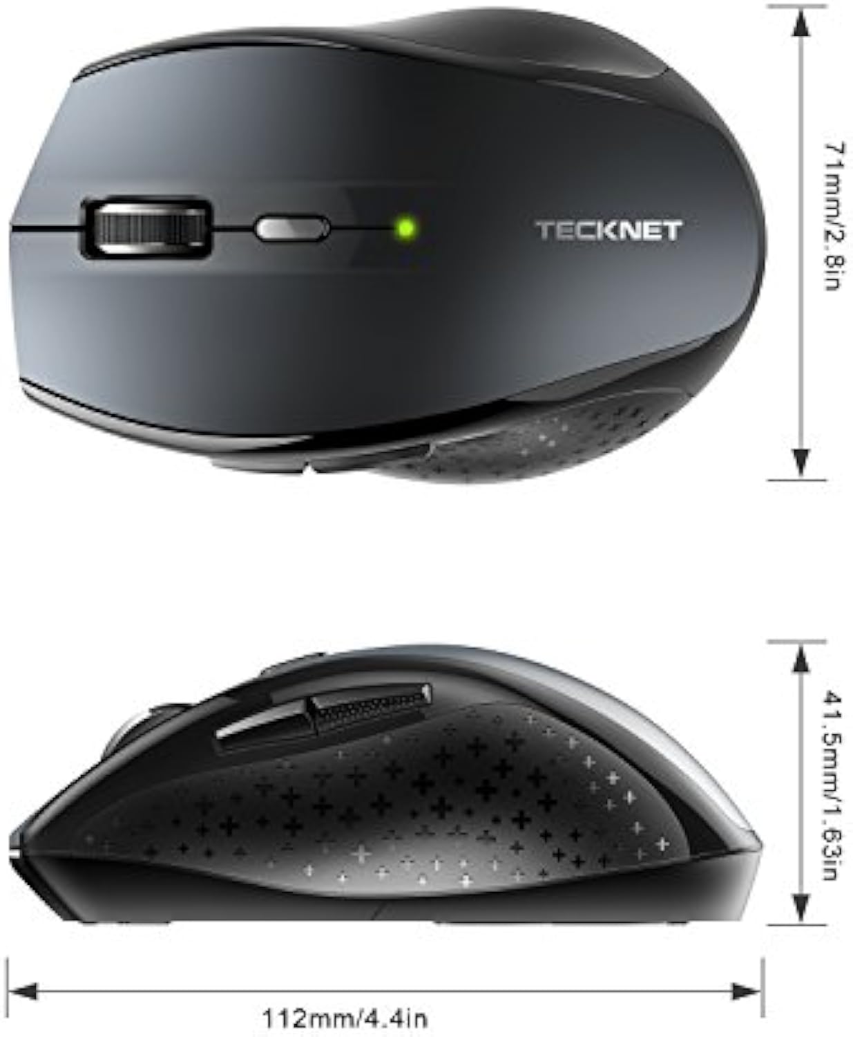 TECKNET Bluetooth Mouse, 4800 DPI Wireless Mouse, 2-Year Battery 6 Adjustable DPI, 6 Buttons Compatible with Laptop/Windows/Computer