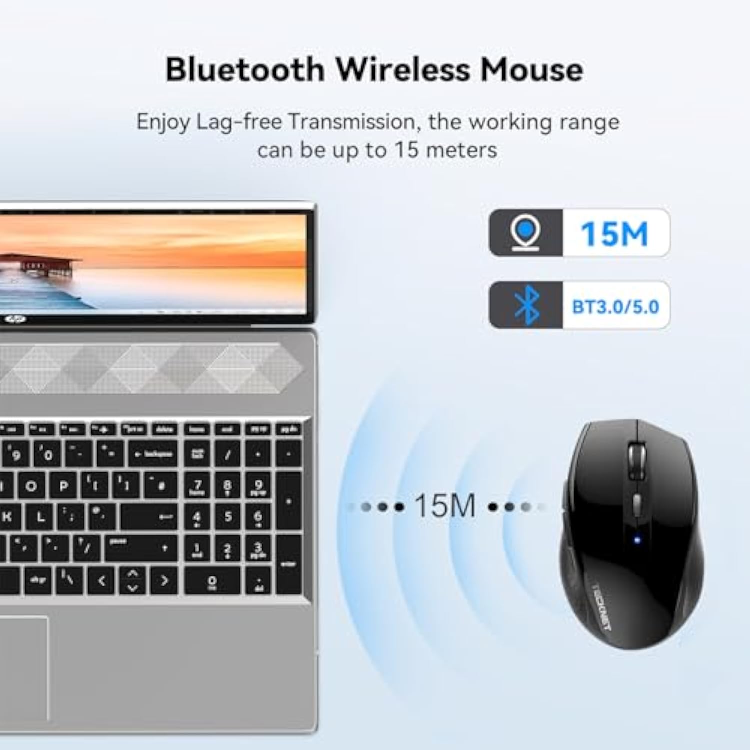 TECKNET Bluetooth Mouse, 4800 DPI Wireless Mouse, 2-Year Battery 6 Adjustable DPI, 6 Buttons Compatible with Laptop/Windows/Computer