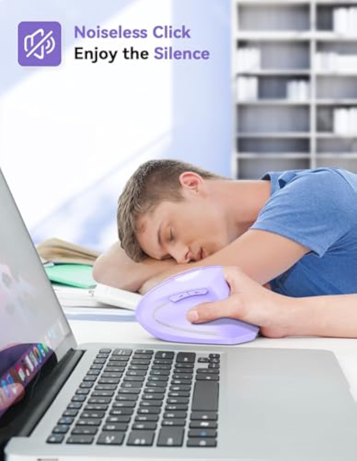 TECKNET Ergonomic Mouse, 4800 DPI Wireless Vertical Mouse with 5 Adjustable DPI Levels, 2.4GHz Optical Carpal Tunnel Mouse, 6 Buttons Wireless Mouse for Laptop, Desktop, PC, MacBook