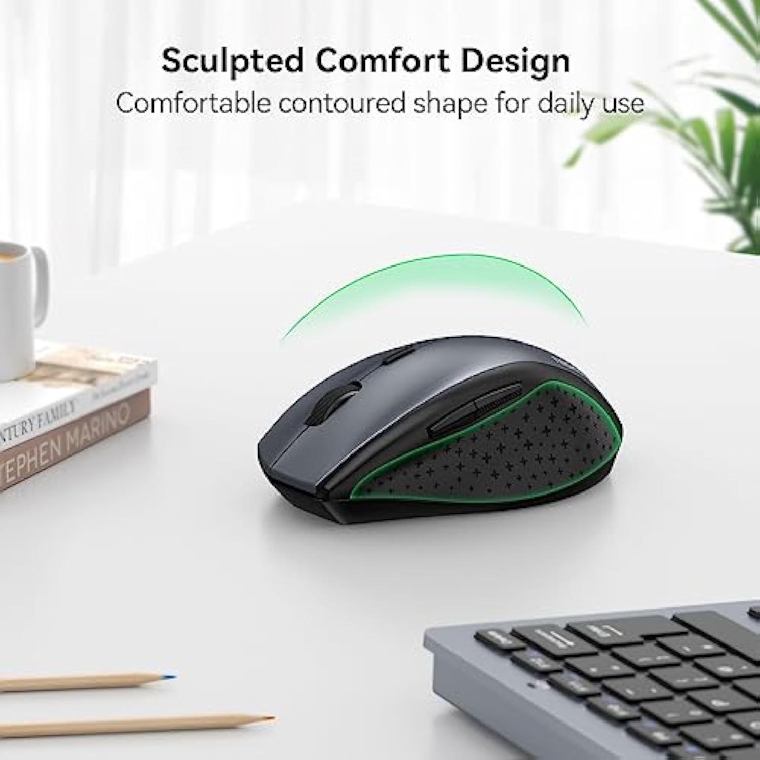 TECKNET Wireless Mouse, 2.4G USB Computer Mouse with 6-Level Adjustable 4800 DPI, Silent Quiet Click，30 Months Battery, Ergonomic Grips, 6 Buttons Portable for PC, Chromebook, Mac