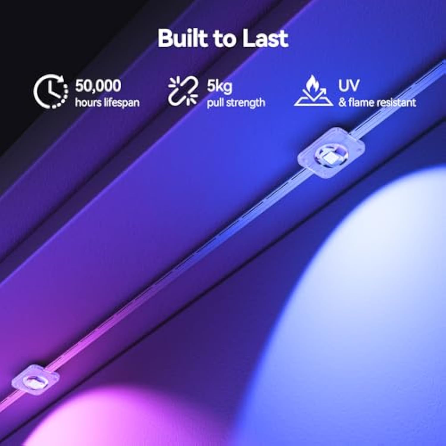 TECKNET 100FT Outdoor Smart RGBIC LED Lights – Preset/DIY Modes, Music Sync, IP67 Waterproof (Holiday/Party)