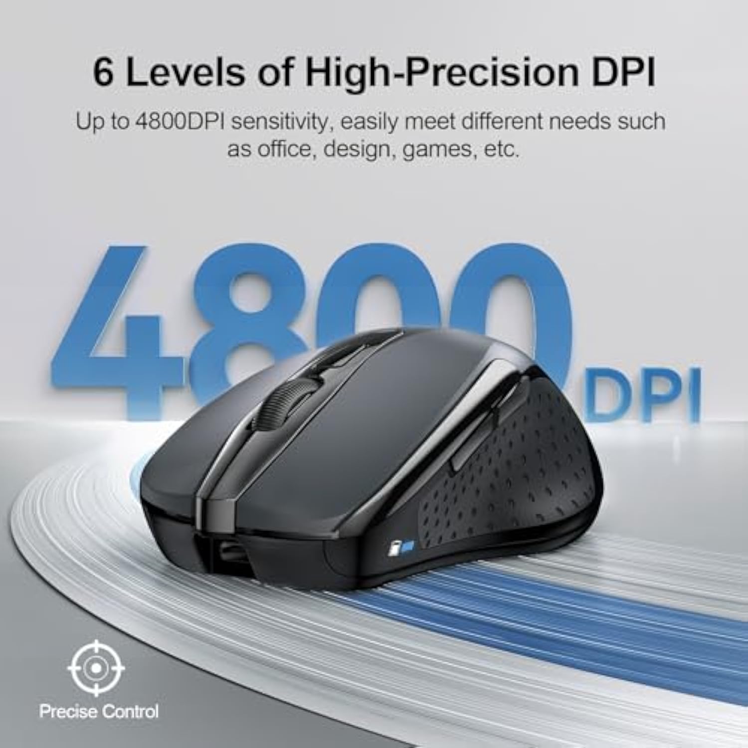 TECKNET Wireless Mouse (BT5.0/3.0 & 2.4G) Rechargeable 4800 DPI Silent USB A & Bluetooth Mouse 6 Buttons, Wide Compatibility