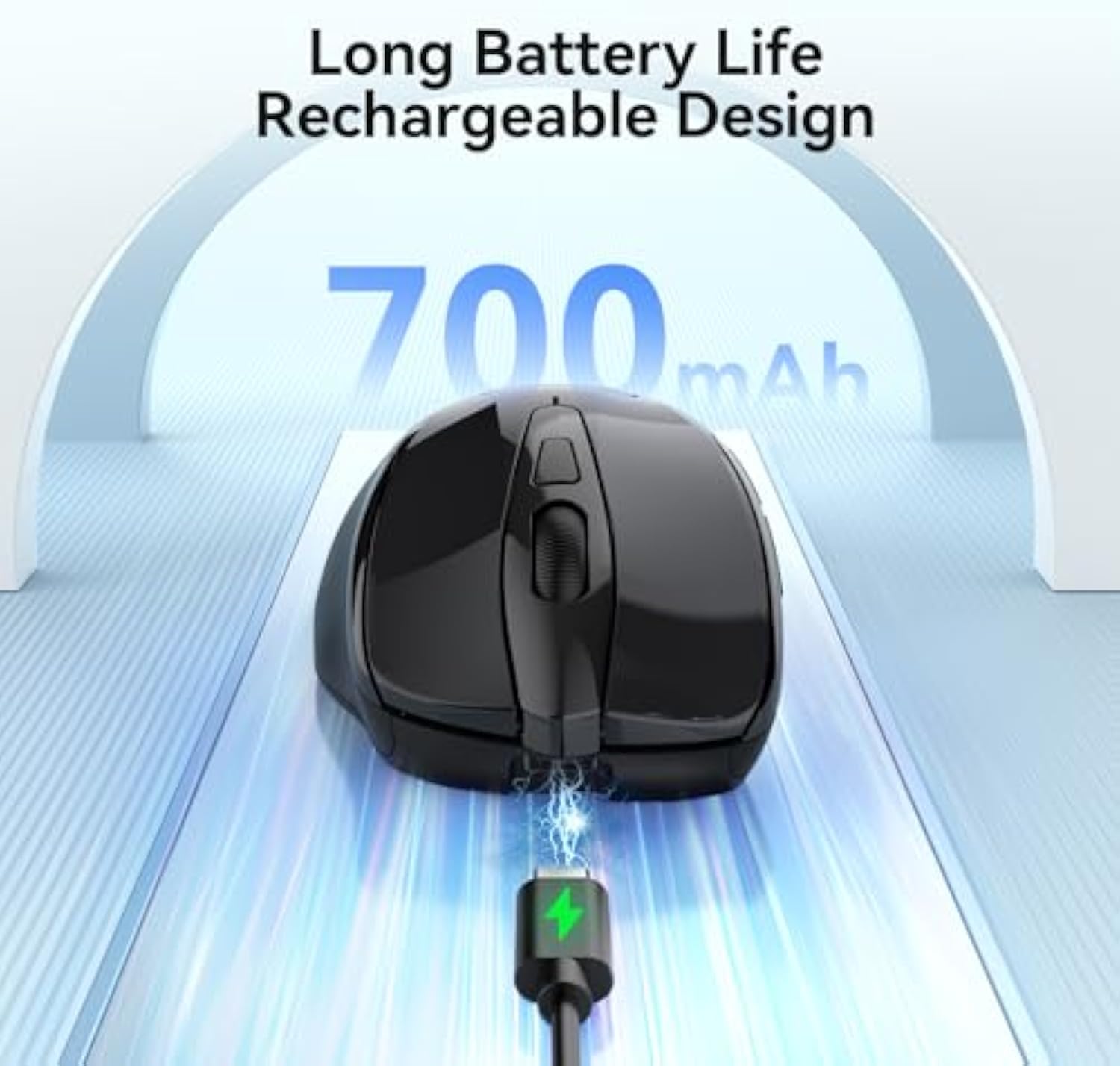 TECKNET Rechargeable Jiggler Wireless Mouse (BT5.0/3.0 & 2.4G) 4800 DPI Silent USB A & Bluetooth Mouse 6 Buttons, Wide Compatibility