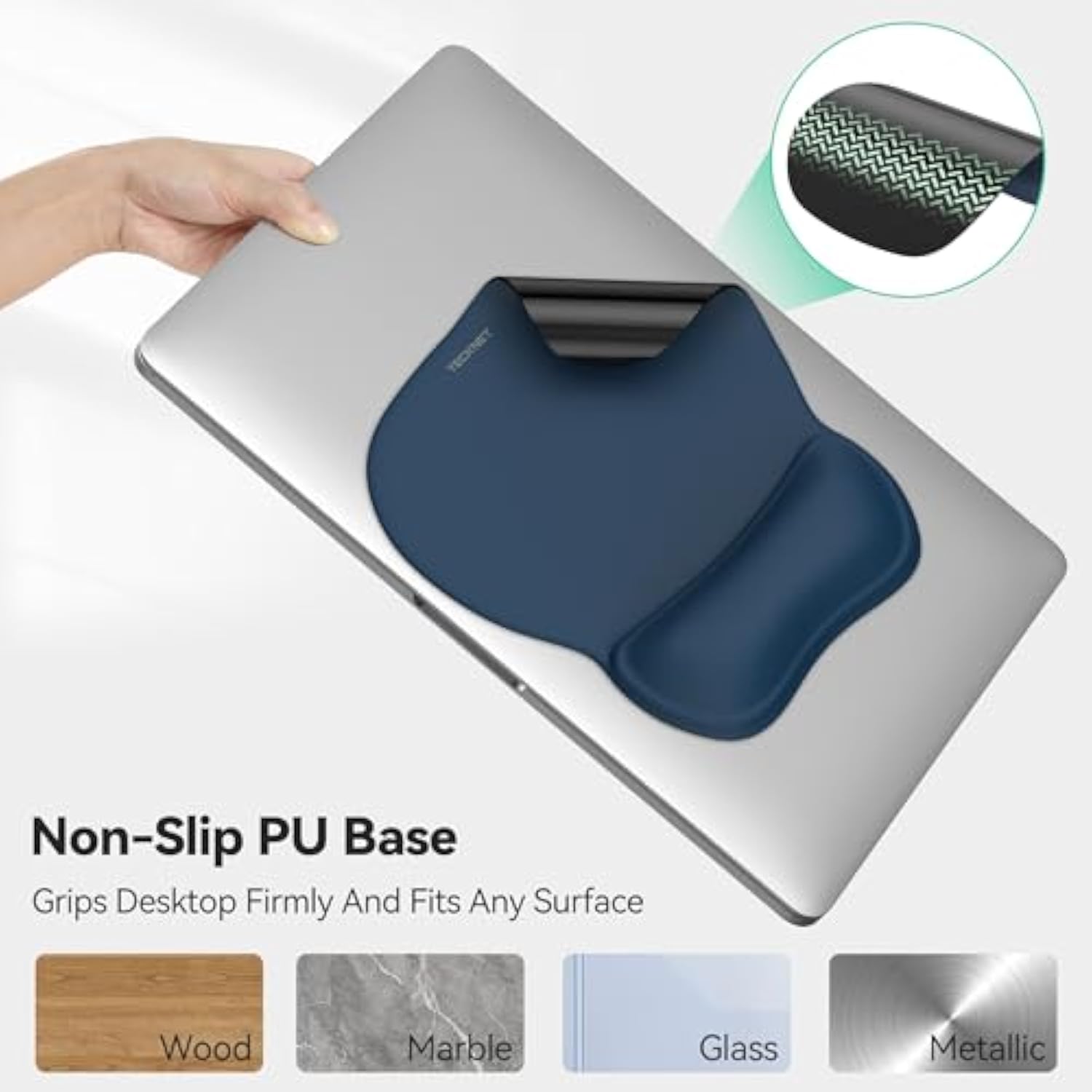 TECKNET Gel Mouse Pad with Wrist Rest, Ergonomic Office Mousepad with Wrist Support - Non-Slip & Smooth Surface Comfortable Desk Accessories Mat for Office, Gaming and Study