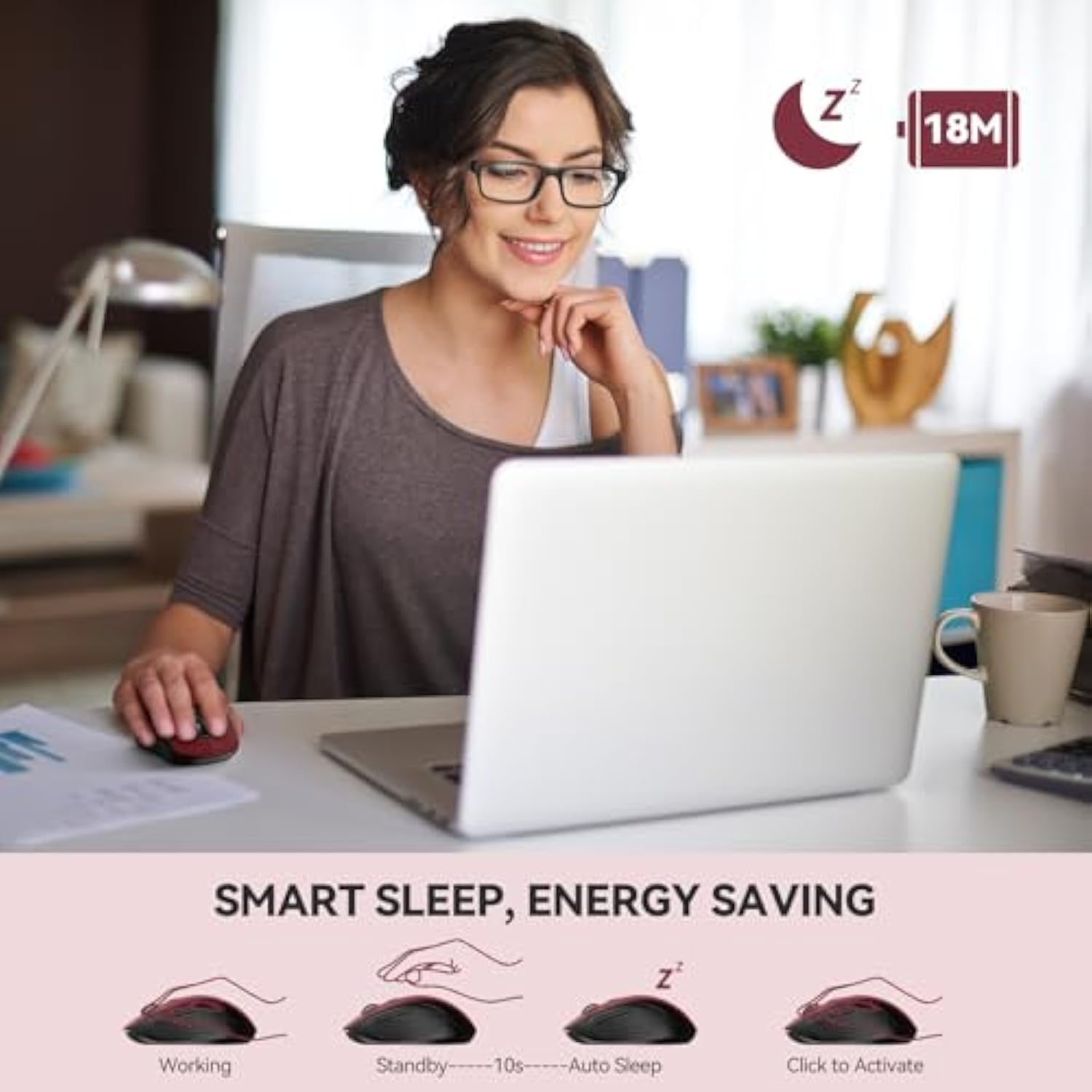 TECKNET Bluetooth Mouse, 4000DPI Wireless Mice for Laptop 2-in-1(BT 5.0/3.0+2.4Ghz) Computer Portable PC Mouse Wireless with USB Receiver for Mac