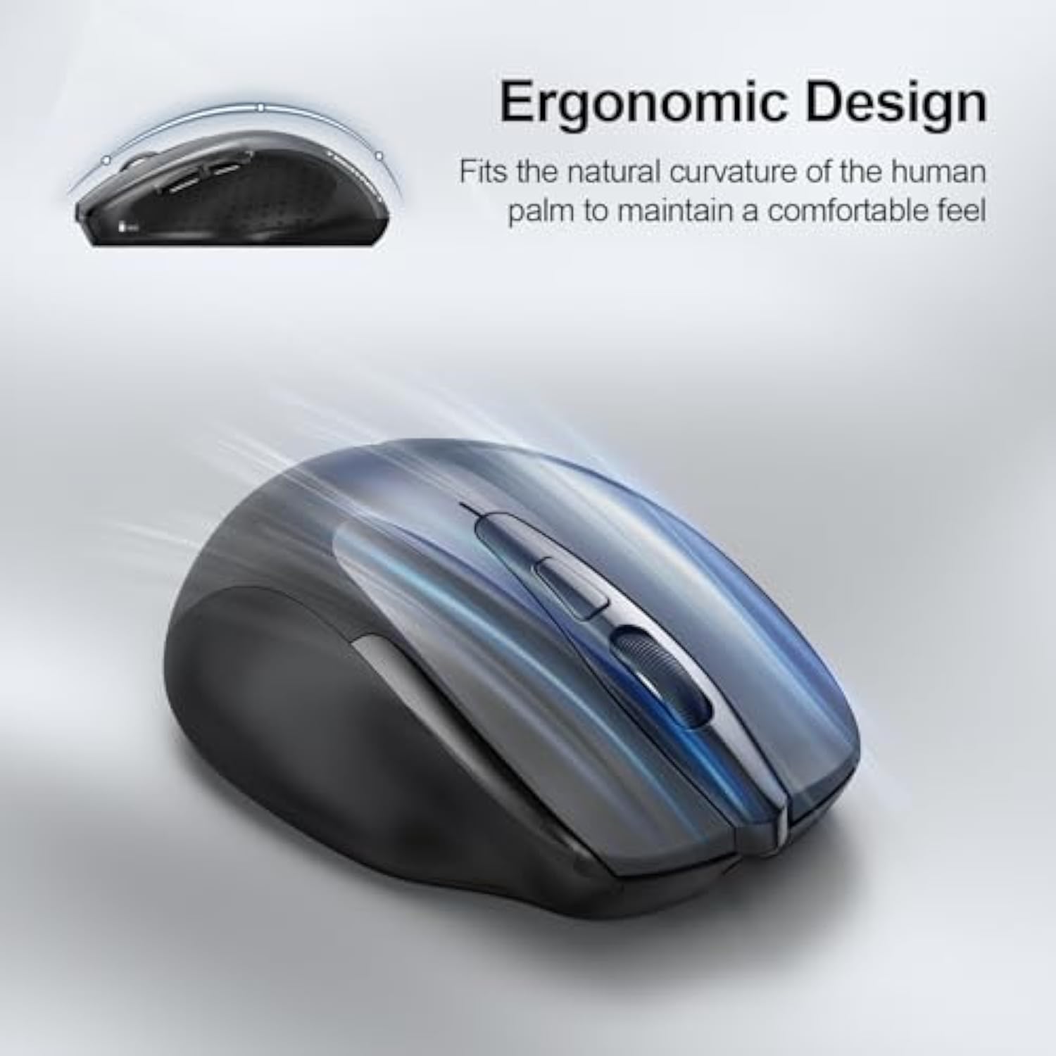 TECKNET Wireless Mouse Rechargeable, 2.4G USB-A Silent Mouse, Quiet Click, 6 Adjustable 4800 DPI, Cordless Computer Mouse