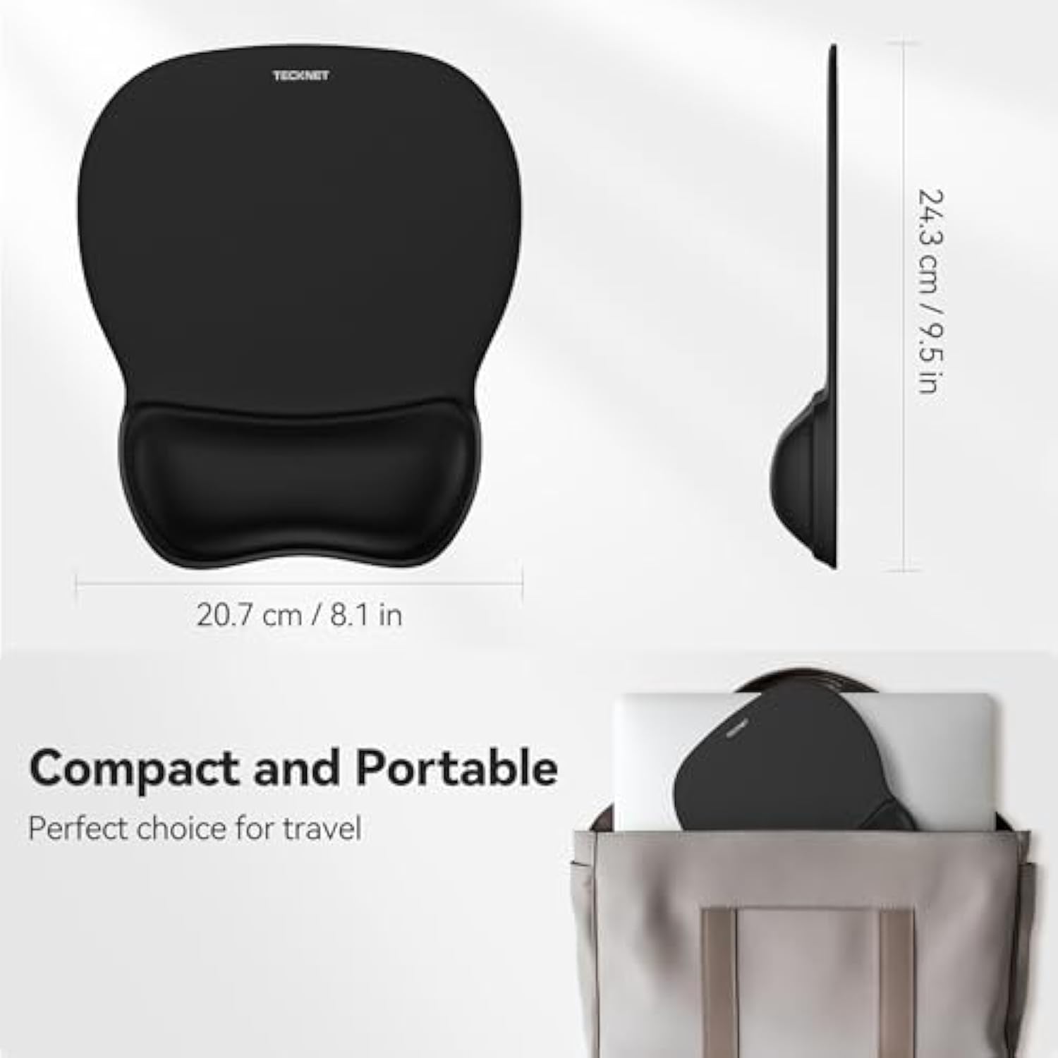 TECKNET Gel Mouse Pad with Wrist Rest, Ergonomic Office Mousepad with Wrist Support - Non-Slip & Smooth Surface Comfortable Desk Accessories Mat for Office, Gaming and Study