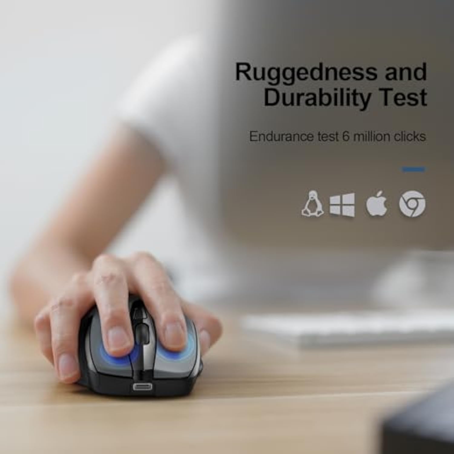 TECKNET Wireless Mouse Rechargeable, 2.4G USB-A Silent Mouse, Quiet Click, 6 Adjustable 4800 DPI, Cordless Computer Mouse